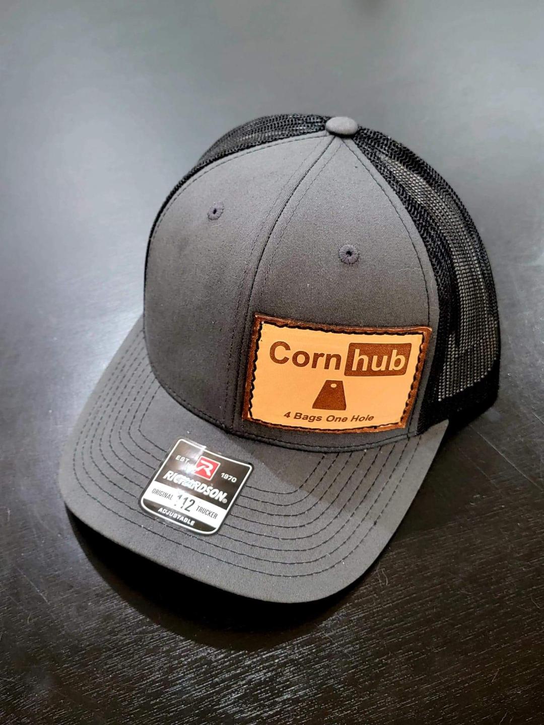 Custom Richardson's 112 Hat with Custom Laser Leather Patch CornHub - Red White and Pew Laser Engraving