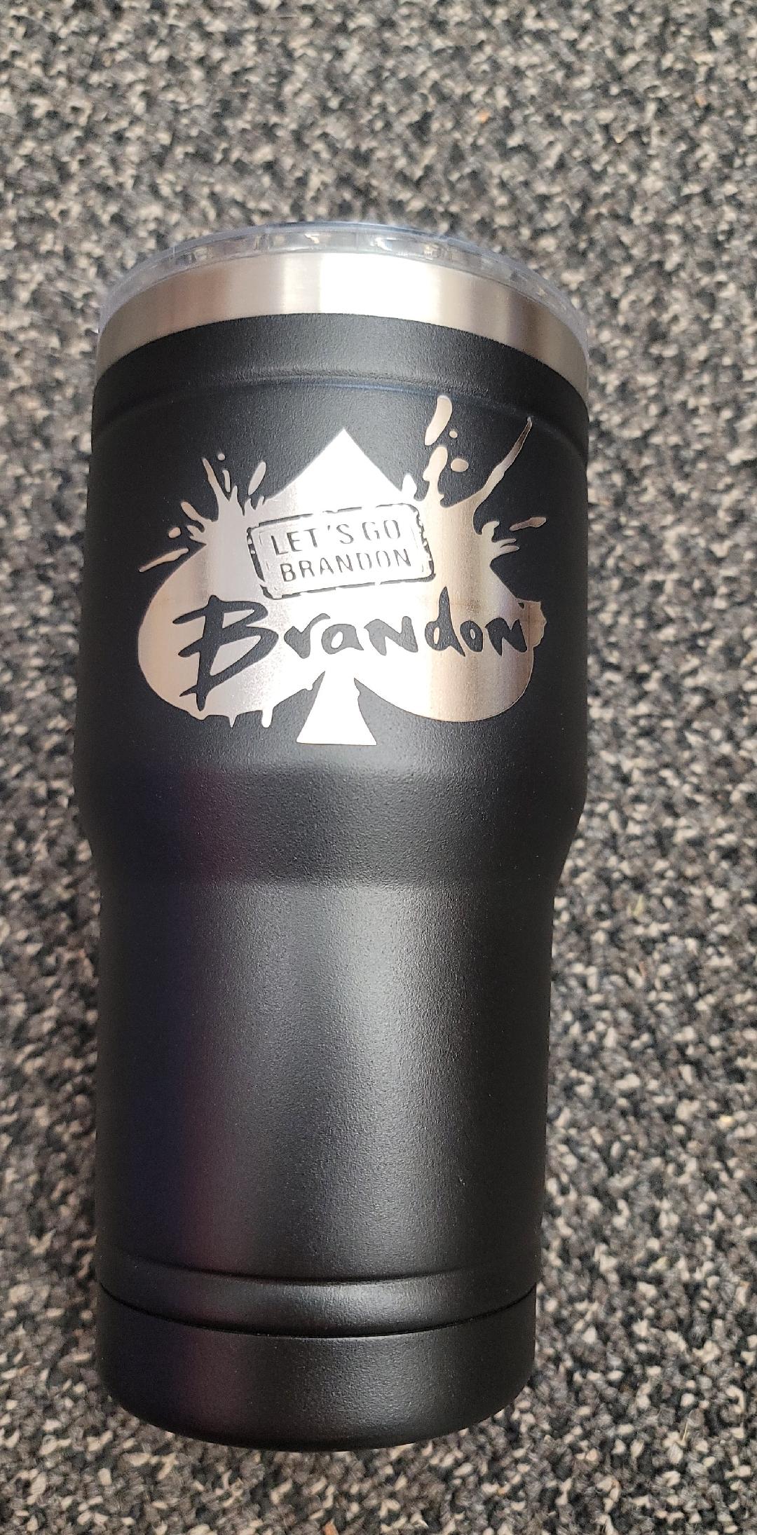 Laser Engraved 20oz Tumbler Let's Go Brandon Black - Red White and Pew Laser Engraving