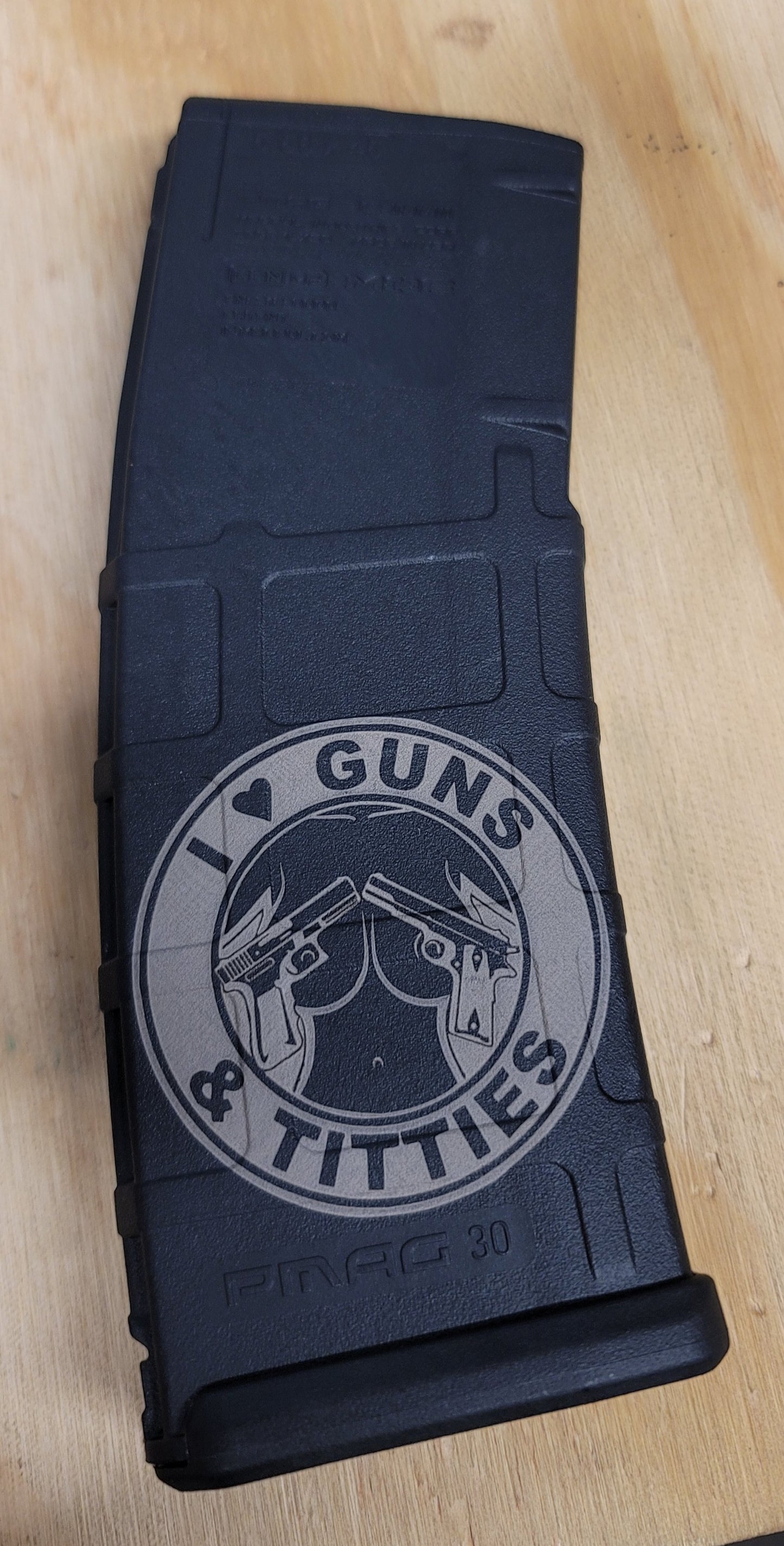 Laser Engraved Magazine Guns and Titties